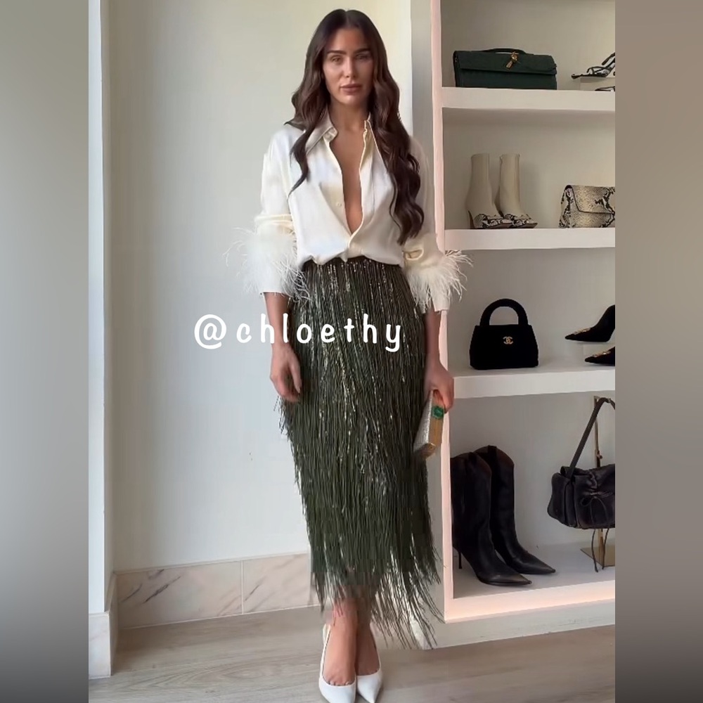 Zara ZW COLLECTION LIMITED EDITION FRINGED SEQUIN SKIRT